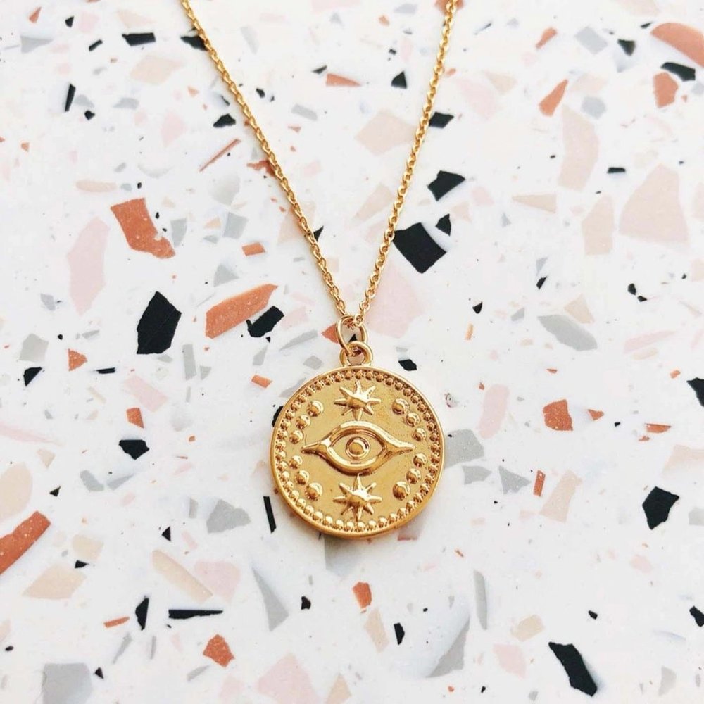 Evil eye coin necklace